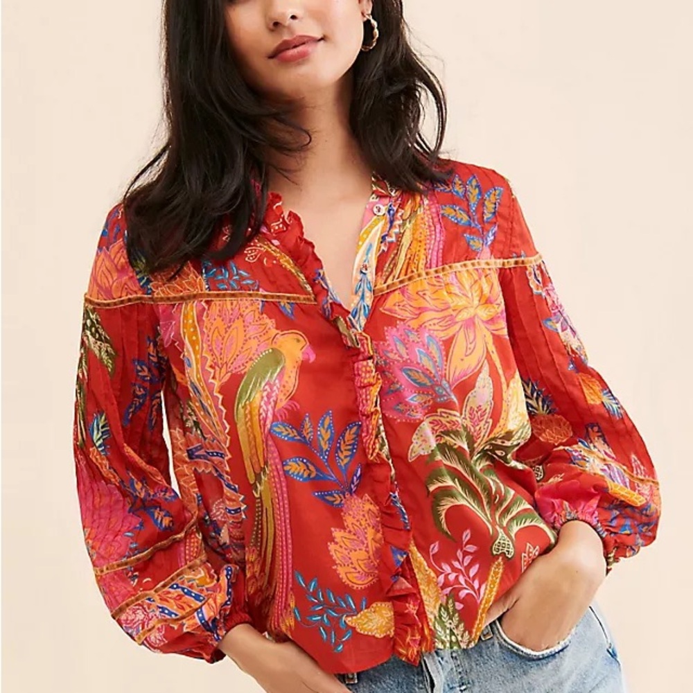 FARM Rio Mystic Bush Buttoned Blouse Women’s Size Large